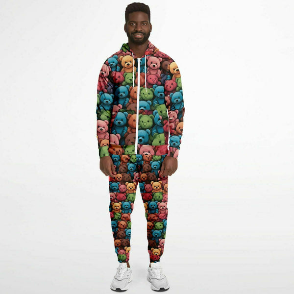 Pricci Teddy Bear Zip-up Hoodie Jogger Set | Streetwear | Track Suit | Fashion Jogger Set