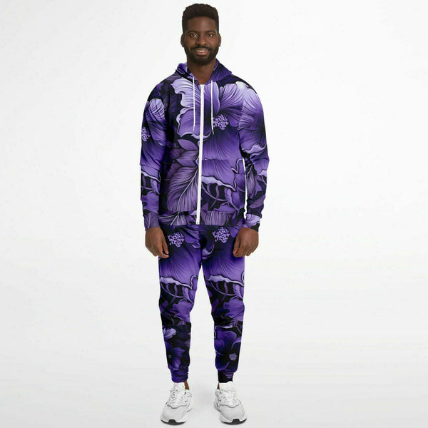 Violet Blast Zip Up Hoodie and Jogger Set | Streetwear | Track Suit | Trendy Jogger Set