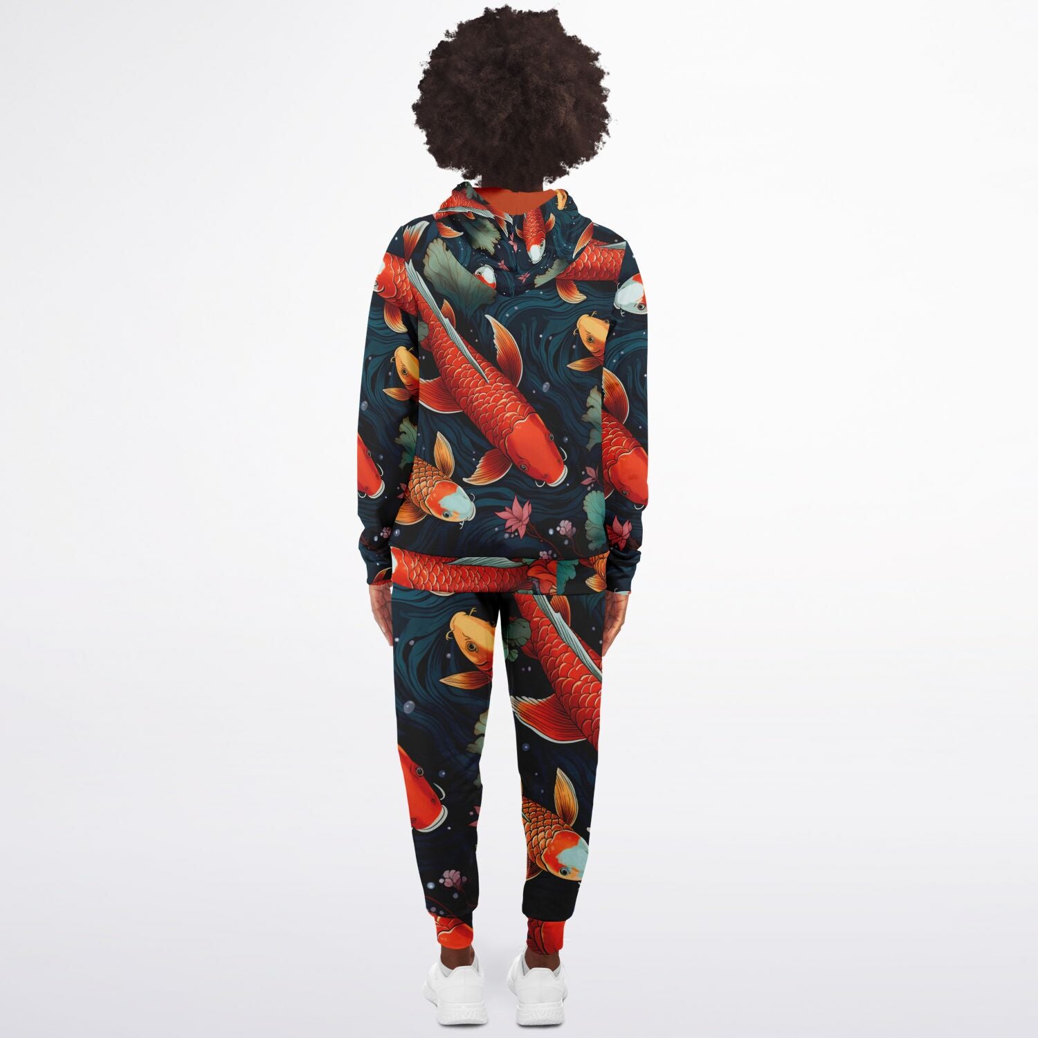 Pricci Koi Fish Zip Up Hoodie and Jogger Set | Streetwear | Track Suit | Animal Print Jogger Suit