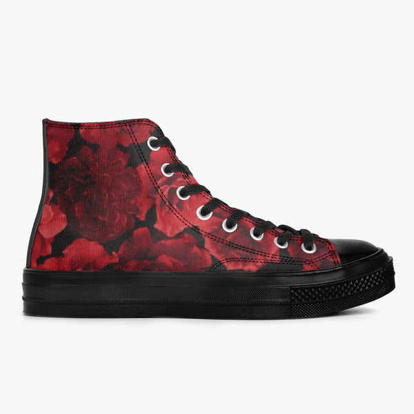 New High-Top Canvas Shoes - Hot & Cold Roses