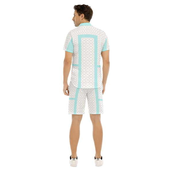 AyeWalla Grey/Baby Blue Casual Short Sleeve Shirt Sets  | Shirt and Short Set | Clothing for Men