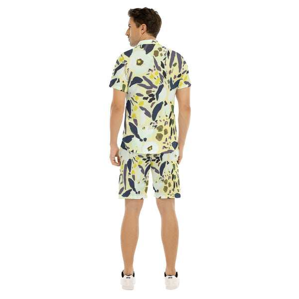 AyeWalla Yellow/Black Floral Casual Short Sleeve Shirt Sets  | Shirt and Short Set | Clothing for Men
