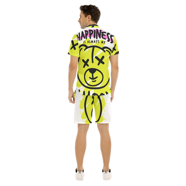 AyeWalla Happiness Bear Casual Short Sleeve Shirt  | Shirt and Short Set | Clothing for Men