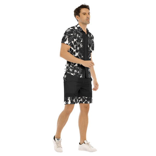 AyeWalla Black Rose Casual Short Sleeve Shirt Sets  | Shirt and Short Set | Clothing for Men