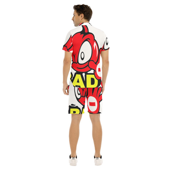 AyeWalla Bad Red Devil Casual Short Sleeve Shirt  | Shirt and Short Set | Clothing for Men