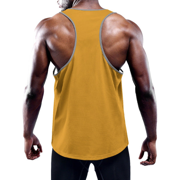 Slim Y-Back Muscle Tank Top - Orange/Grey Mando