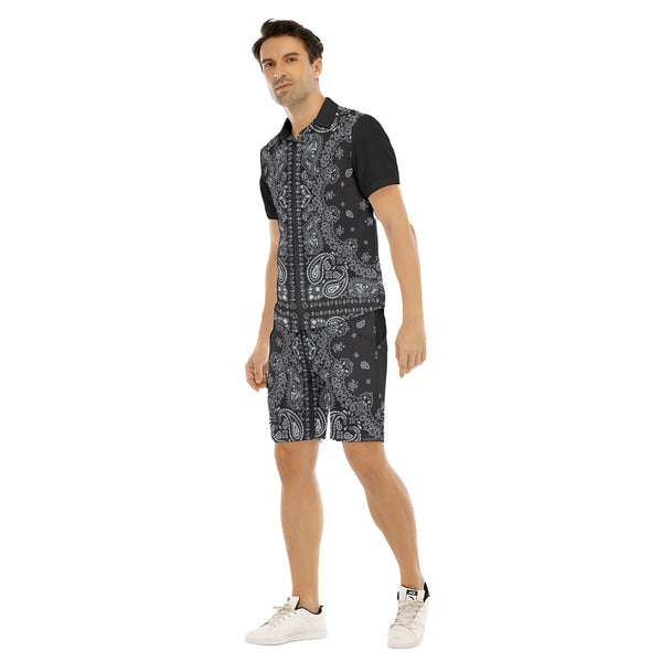 AyeWalla Print Bandana Casual Short Sleeve Shirt Sets  | Shirt and Short Set | Clothing for Men