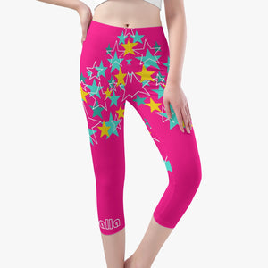 AyeWalla Short Yoga Pants - Pink Star Bright