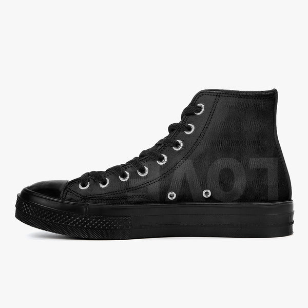 New High-Top Canvas Shoes - Black Love