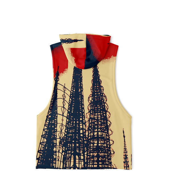 Watts Towers Sleeveless Hoodie - Drop Armhole Hoodie | Athletic Hoodie