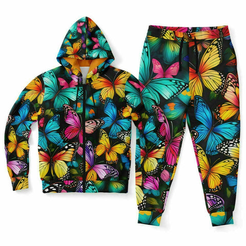 AyeWalla x Pricci Butterflies Zip Up Hoodie Jogger Set - Streetwear | Track Suit | Jogger Set