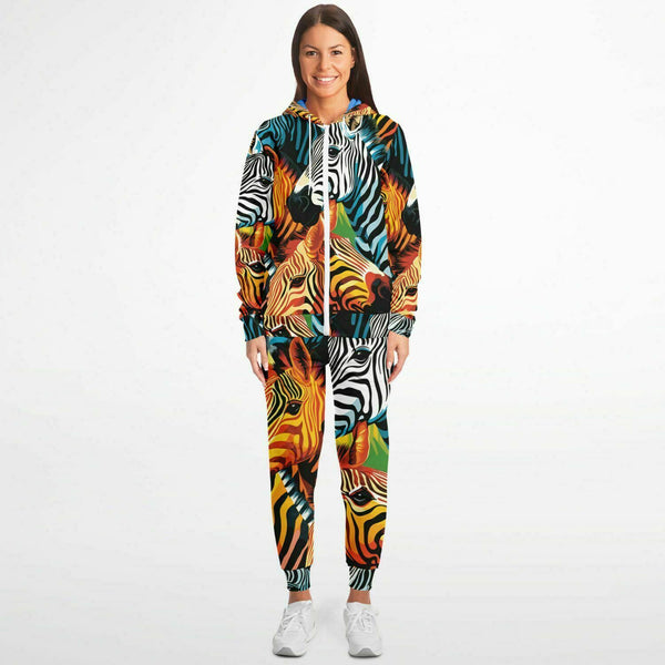 Pricci Zebras Zip Up Hoodie Jogger Set | Streetwear | Track Suit | Fashion Jogger Set