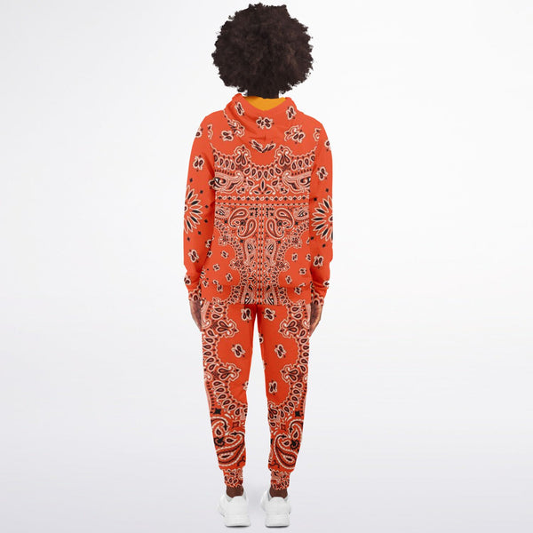 PRicci Artist Collection: Cali Orange Bandana Zip Up Hoodie and Jogger Set | Streetwear | Track Suit | Fashion Jogger Set