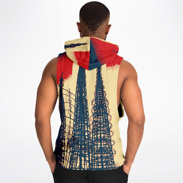 Watts Towers Sleeveless Hoodie - Drop Armhole Hoodie | Athletic Hoodie