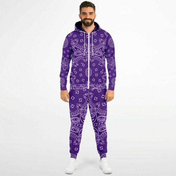 PRicci Artist Collection: Purple Haze Bandana Zip Up Hoodie and Jogger Set | Streetwear | Track Suit | Fashion Jogger Set