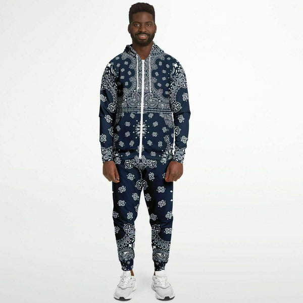 PRicci B-Boy Blue Bandana Zip Up Jogger | Streetwear | Track Suit | Fashion Jogger Set