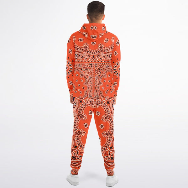 PRicci Artist Collection: Cali Orange Bandana Zip Up Hoodie and Jogger Set | Streetwear | Track Suit | Fashion Jogger Set