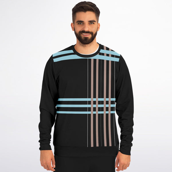 AyeWalla x PRicci LA Black & Baby Blue Stripe Athletic Sweatshirt