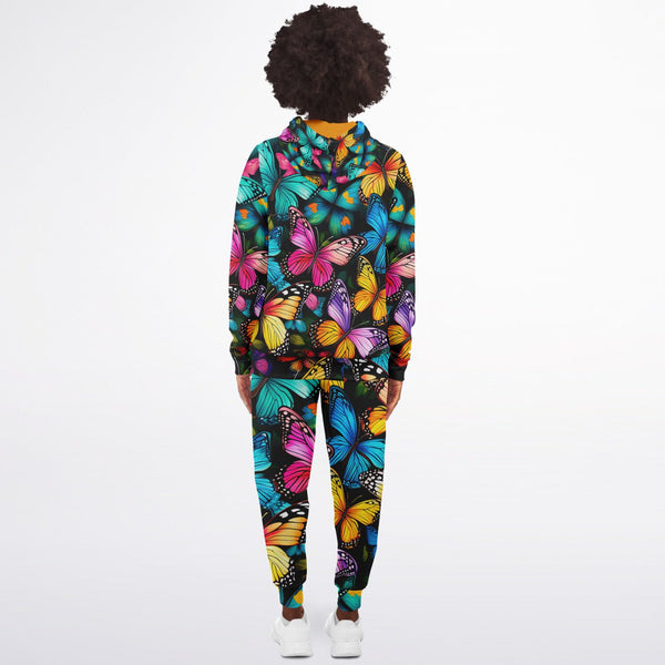 Pricci Butterflies Zip Up Hoodie Jogger Set | Streetwear | Track Suit | Fashion Jogger Set