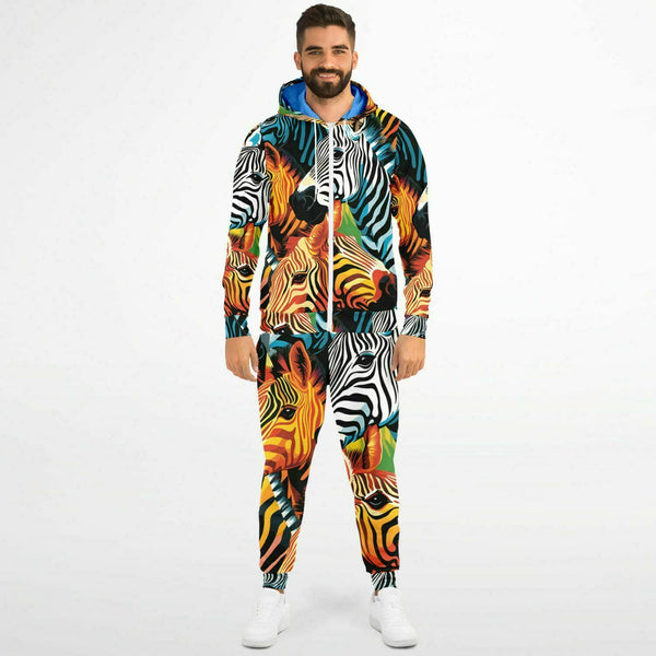 Pricci Zebras Zip Up Hoodie Jogger Set | Streetwear | Track Suit | Fashion Jogger Set