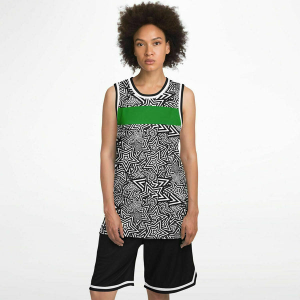 Wild Stars Green Basketball Set - Sportswear | Activewear | Basketball 2PC Set | Tank Top and Basketball Shorts