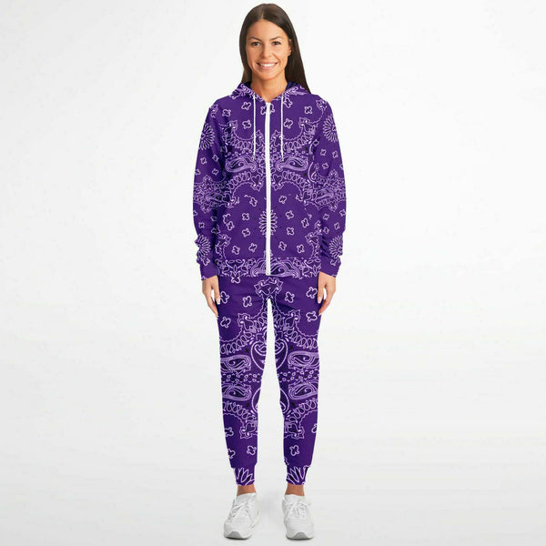 PRicci Artist Collection: Purple Haze Bandana Zip Up Hoodie and Jogger Set | Streetwear | Track Suit | Fashion Jogger Set