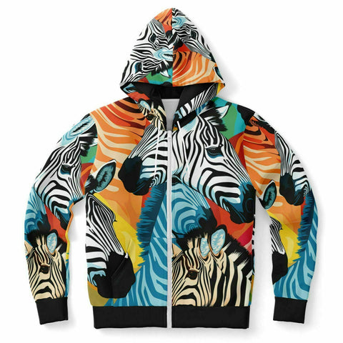 Zebras Zip Up Hoodie - | Zip-Up Hoodie | Hoodie | Animal Print Hoodie | AI Art Hoodie