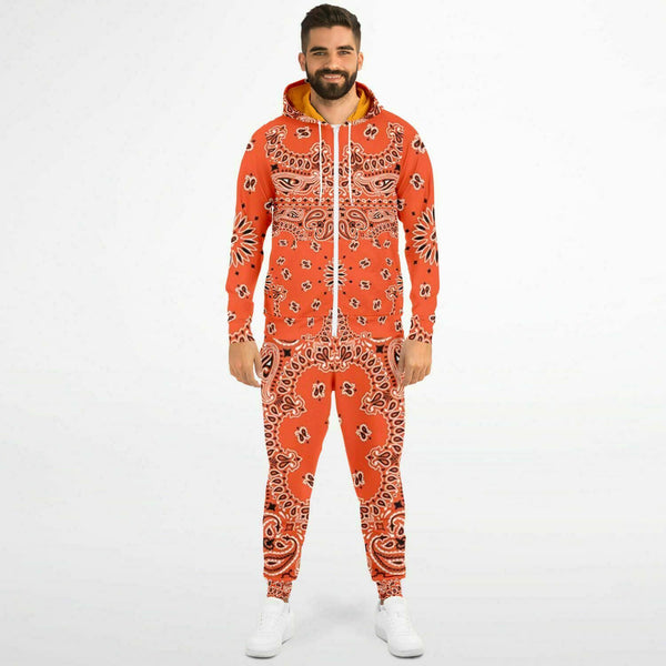 PRicci Artist Collection: Cali Orange Bandana Zip Up Hoodie and Jogger Set | Streetwear | Track Suit | Fashion Jogger Set