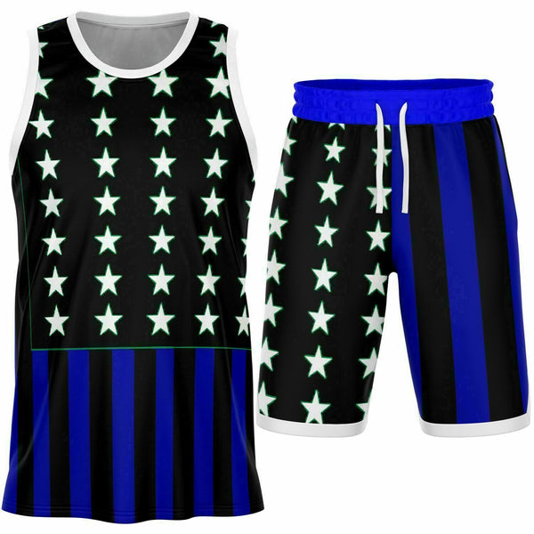 AyeWalla x PRicci LA Black and Blue Flag Basketball Set