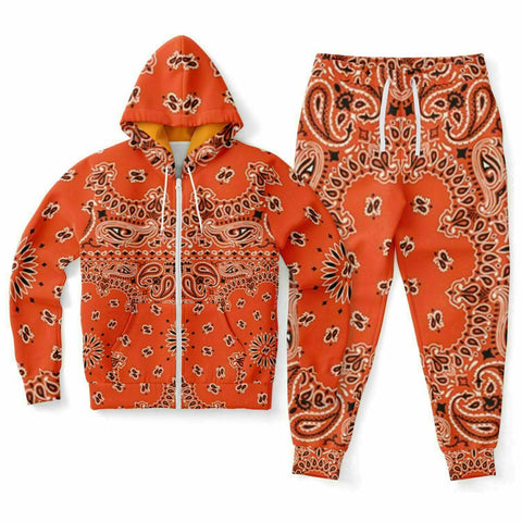 PRicci Artist Collection Cali Orange Bandana Zip Up Hoodie