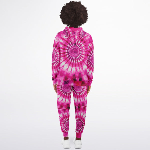 Pricci PINK Fantacy Tie-dye Zip Up Hoodie Jogger Set | Streetwear | Track Suit | Fashion Jogger Set