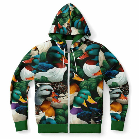 Ducks Zip Up Hoodie - | Zip-Up Hoodie | Hoodie | Animal Print Hoodie | AI Art Hoodie