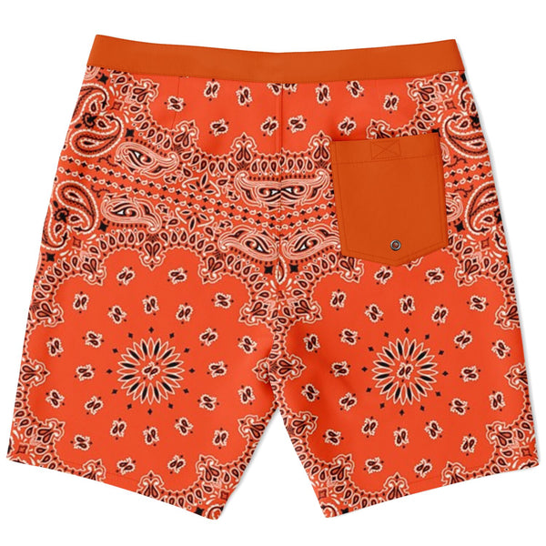 Board Shorts - Orange Bandana