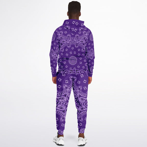PRicci Artist Collection: Purple Haze Bandana Zip Up Hoodie and Jogger Set | Streetwear | Track Suit | Fashion Jogger Set