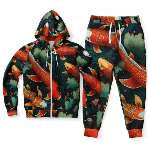 AyeWalla x Pricci Koi Zip Up Hoodie and Jogger Set | Streetwear | Track Suit | Animal Print Jogger Suit