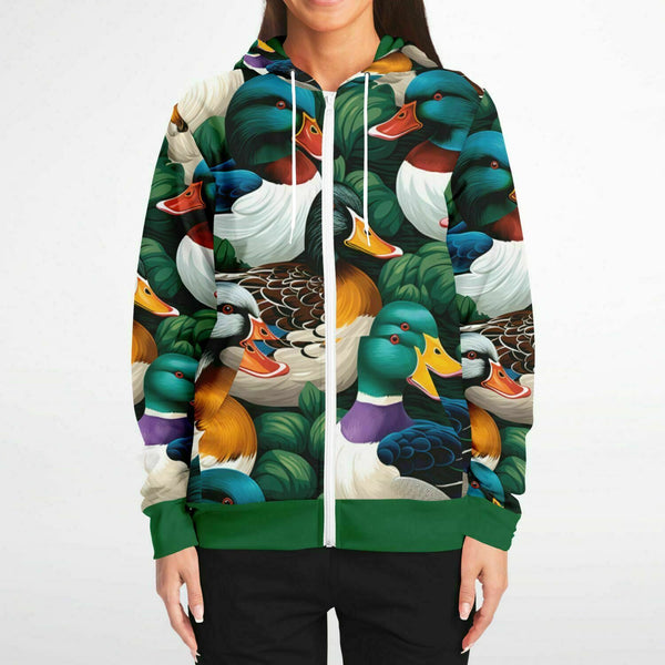 Ducks Zip Up Hoodie - | Zip-Up Hoodie | Hoodie | Animal Print Hoodie | AI Art Hoodie