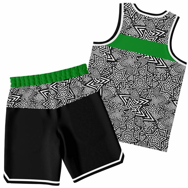Wild Stars Green Basketball Set - Sportswear | Activewear | Basketball 2PC Set | Tank Top and Basketball Shorts