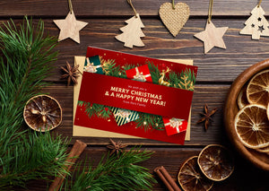 Red Traditional Merry Christmas and Happy New Year Card, Christmas Celebrations, Holiday Greetings, Seasonal Cards