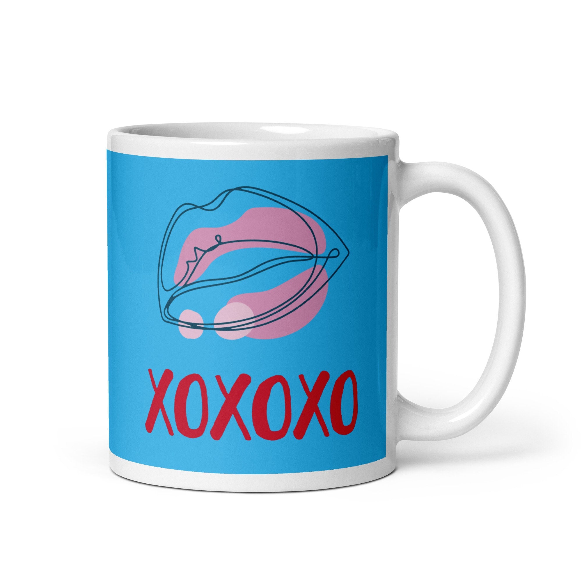 XOXO Lips Blue Mug | Boyfriend Mug, Funny Boyfriend Gift, Funny Gifts For Him, Valentine&#39;s Day Gift