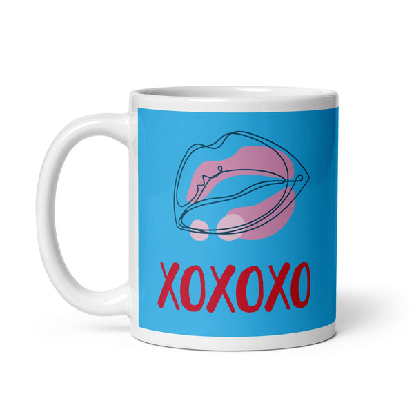 XOXO Lips Blue Mug | Boyfriend Mug, Funny Boyfriend Gift, Funny Gifts For Him, Valentine&#39;s Day Gift