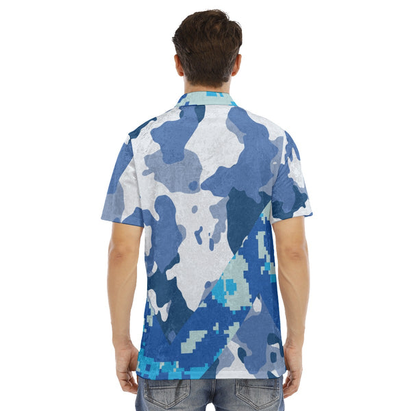 Blue Camo Swirl Polo Shirt | Velvet