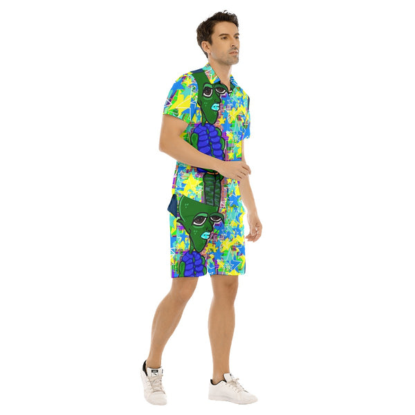 AyeWalla x PRicci Popcasm Art Alien Casual Short Sleeve Shirt Sets  | Shirt and Short Set | Clothing for Men