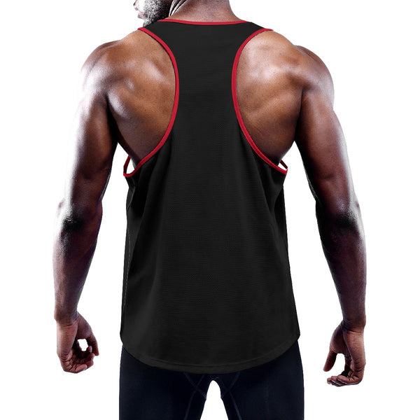 Slim Y-Back Muscle Tank Top - Black/Red Mando Pix