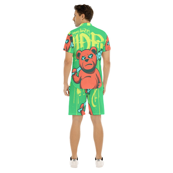 AyeWalla Bad Bear Casual Short Sleeve Shirt  | Shirt and Short Set | Clothing for Men