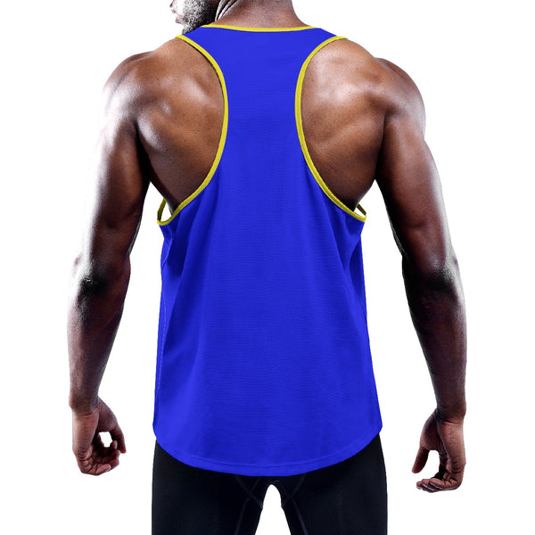Slim Y-Back Muscle Tank Top - Blue/Yellow Mando