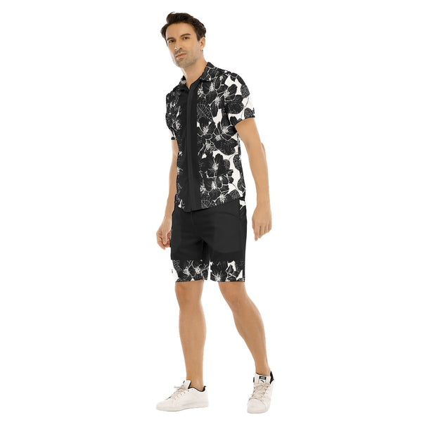 AyeWalla Black Rose Casual Short Sleeve Shirt Sets  | Shirt and Short Set | Clothing for Men