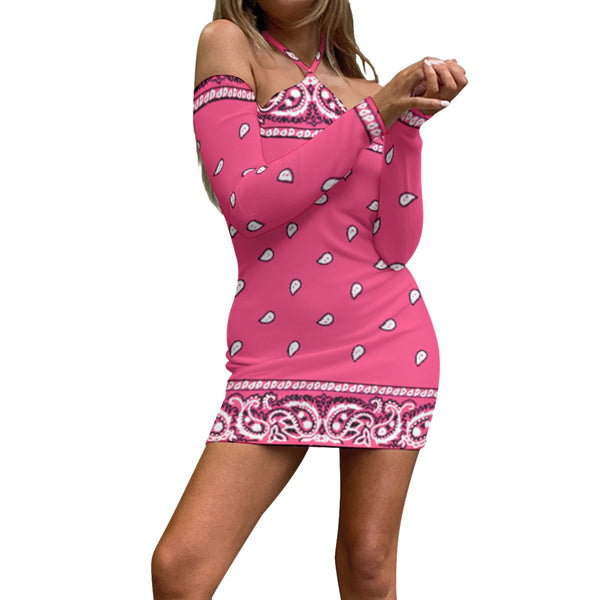 AyeWalla Halter Lace-up Dress - Pink Bandana