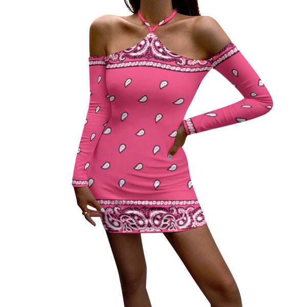 AyeWalla Halter Lace-up Dress - Pink Bandana