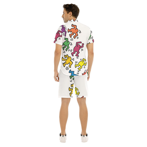 AyeWalla Keith Hearing Inspired Casual Short Sleeve Shirt  | Shirt and Short Set | Clothing for Men