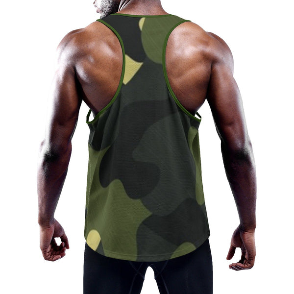 Slim Y-Back Muscle Tank Top - Green Camo Mando